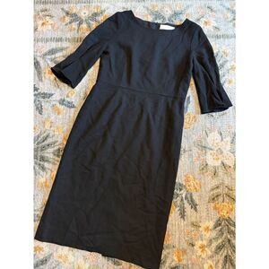 GOAT by Jane Atelier Mini Black Shift Dress Pleat Sleeve Size 8